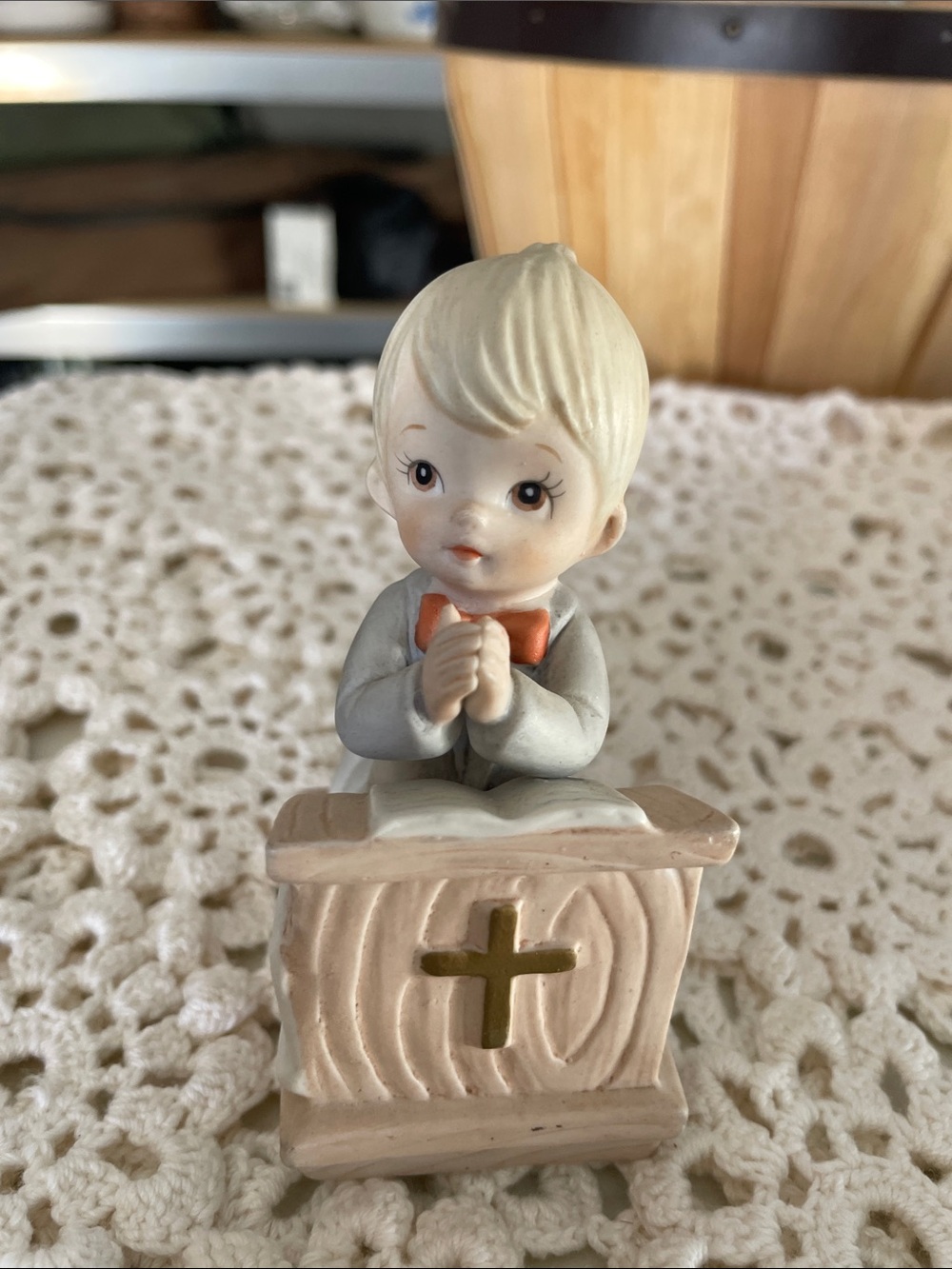 Vintage Lefton Christopher Collection Porcelain Praying Boy
